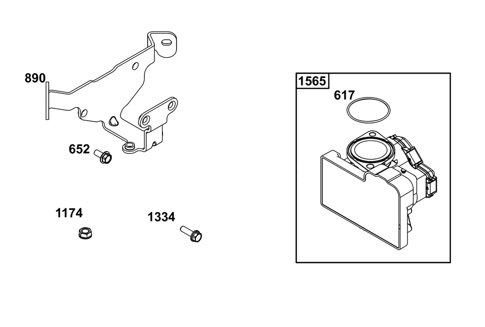 Throttle Body Group Diagram and Parts List for 61A277-0100-J1  Briggs and Stratton Engine